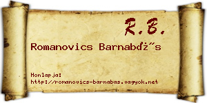 Romanovics Barnabás névjegykártya